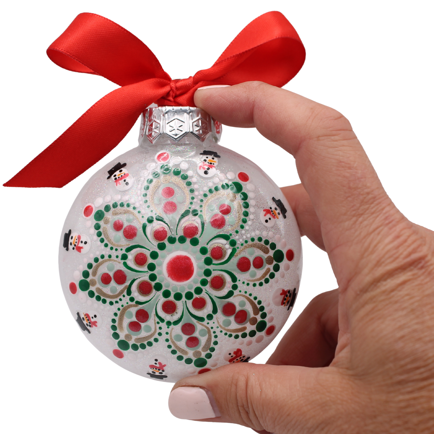 3" Snowman Glitter Mandala Ornament