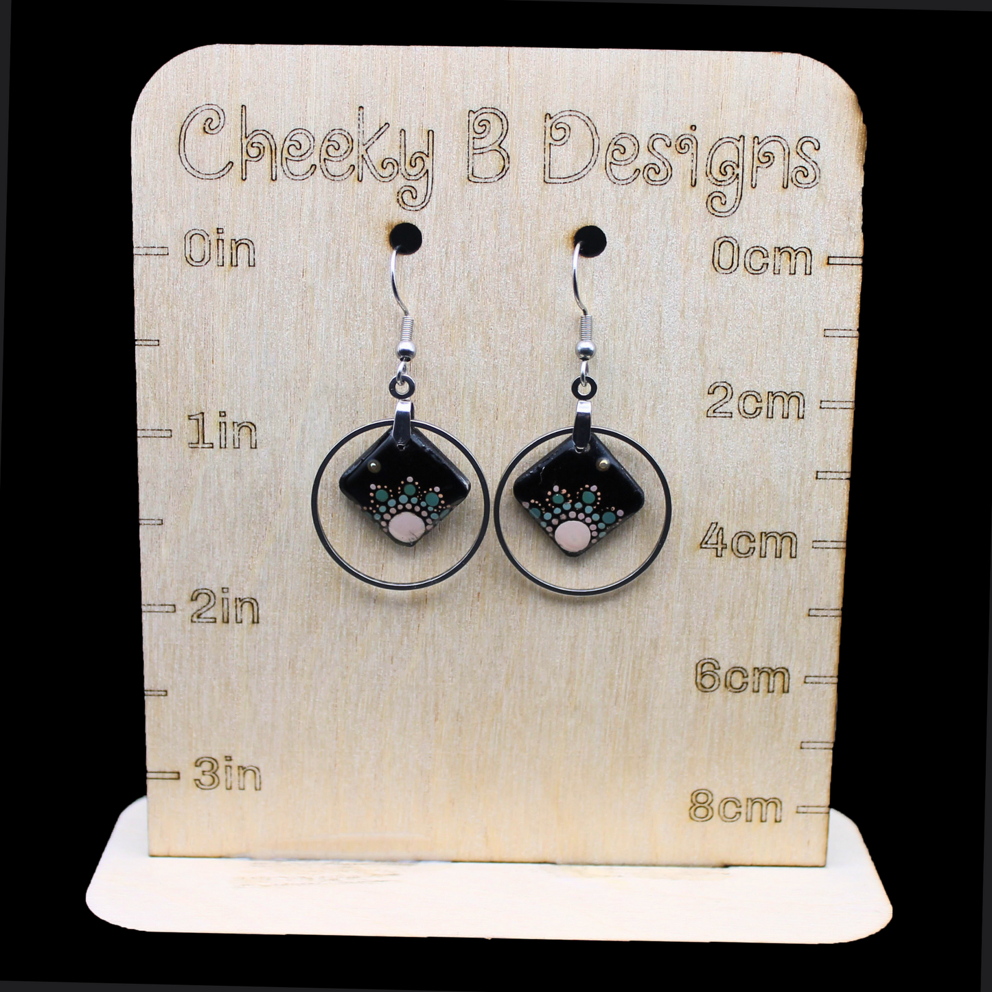 Abstract Framed Flower Dangle Earrings