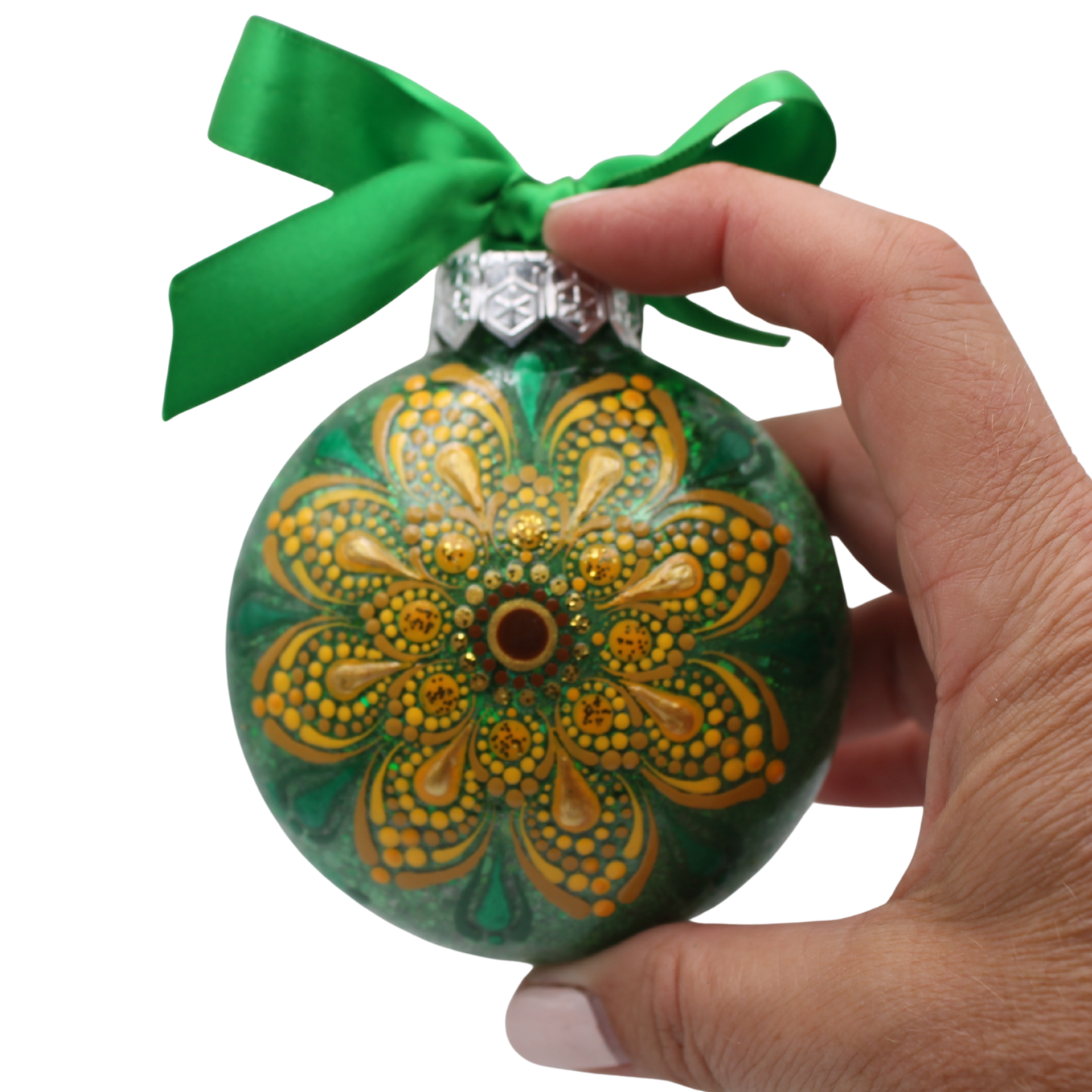 3" Sunflower Glitter Mandala Ornament