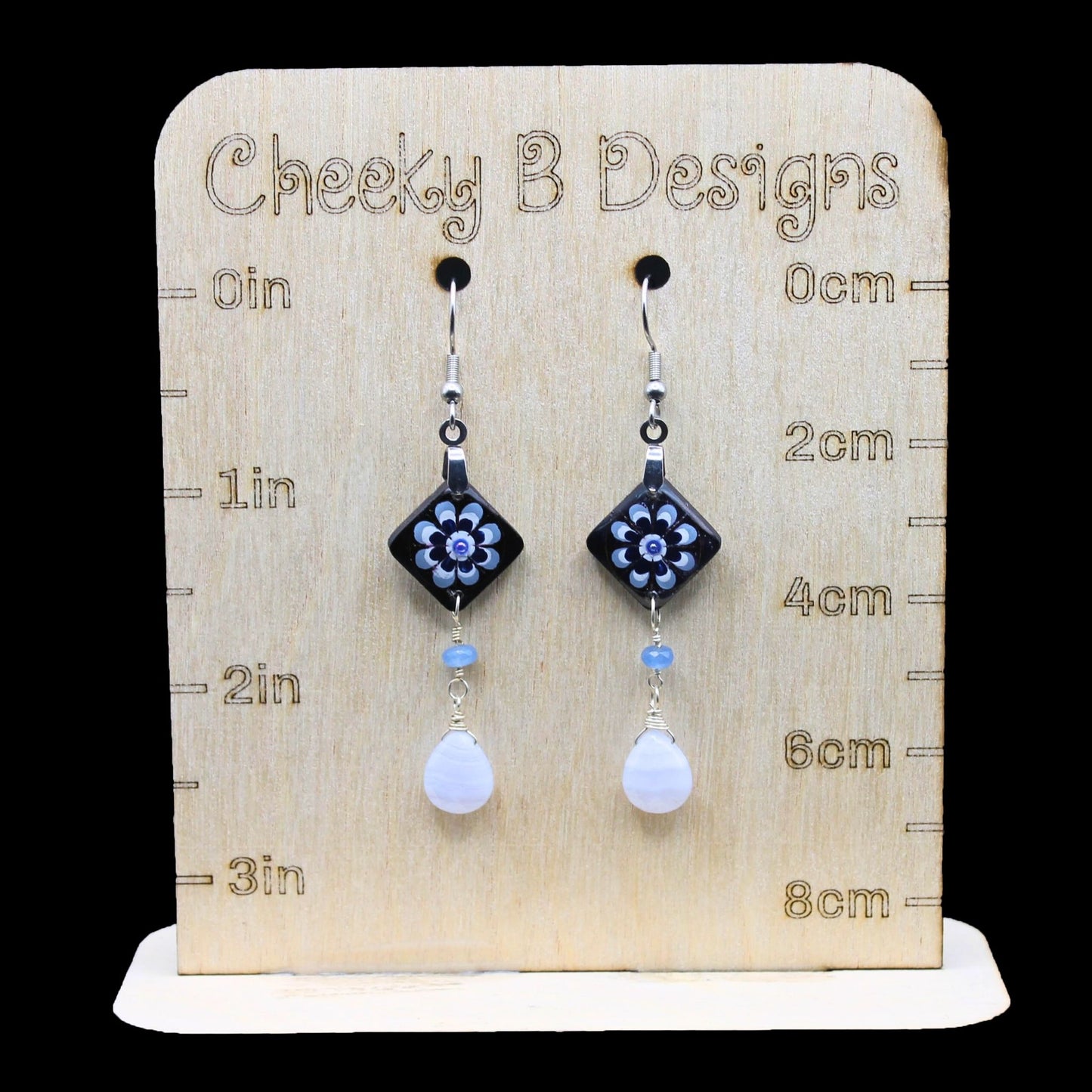 Blue Hues Flower Dangle Earrings
