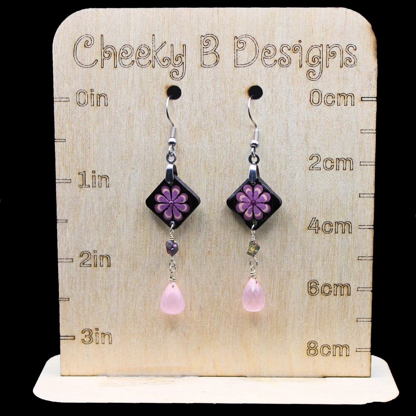Petal Pink Flower Dangle Earrings