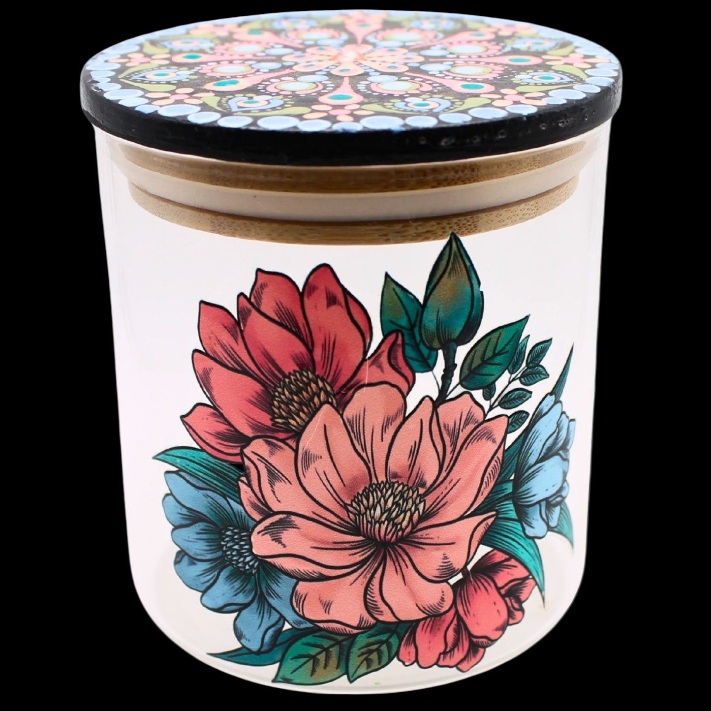 Floral Mandala Glass Jar
