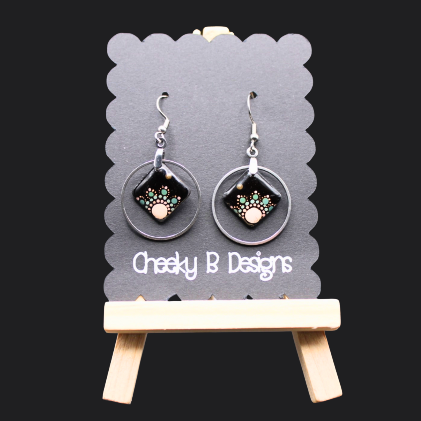 Abstract Framed Flower Dangle Earrings