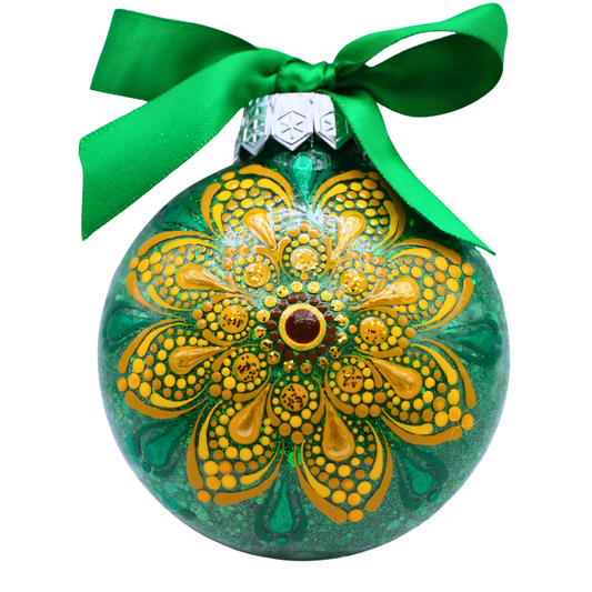 3" Sunflower Glitter Mandala Ornament