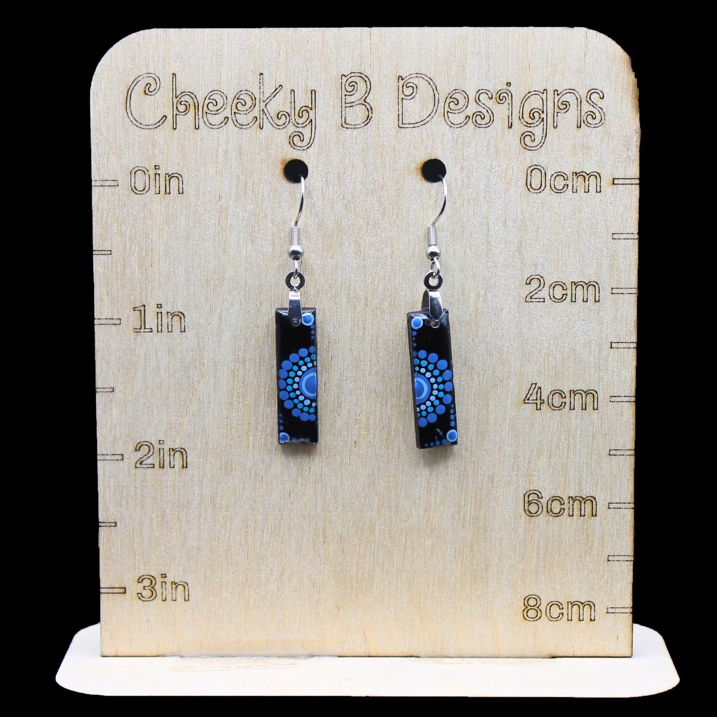 Rectangle Split Mandala Earrings in Blue