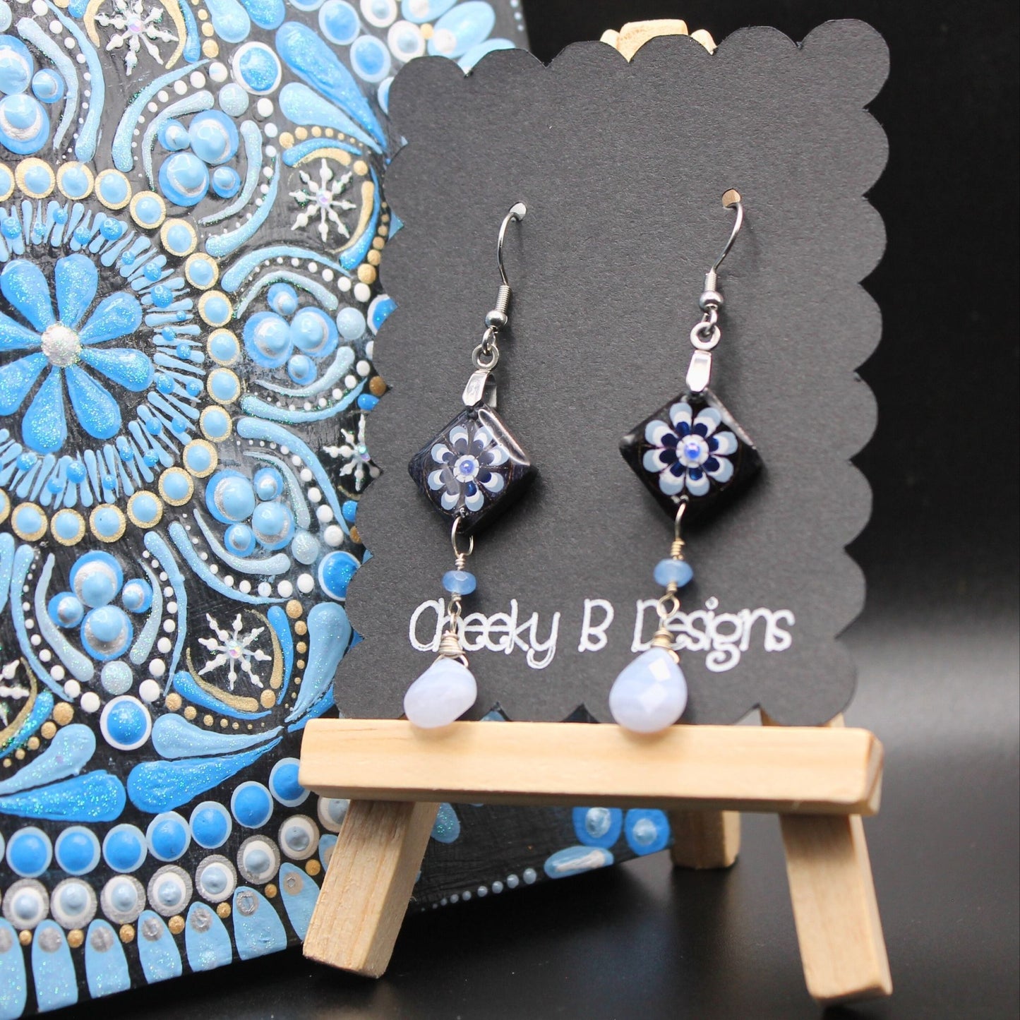 Blue Hues Flower Dangle Earrings