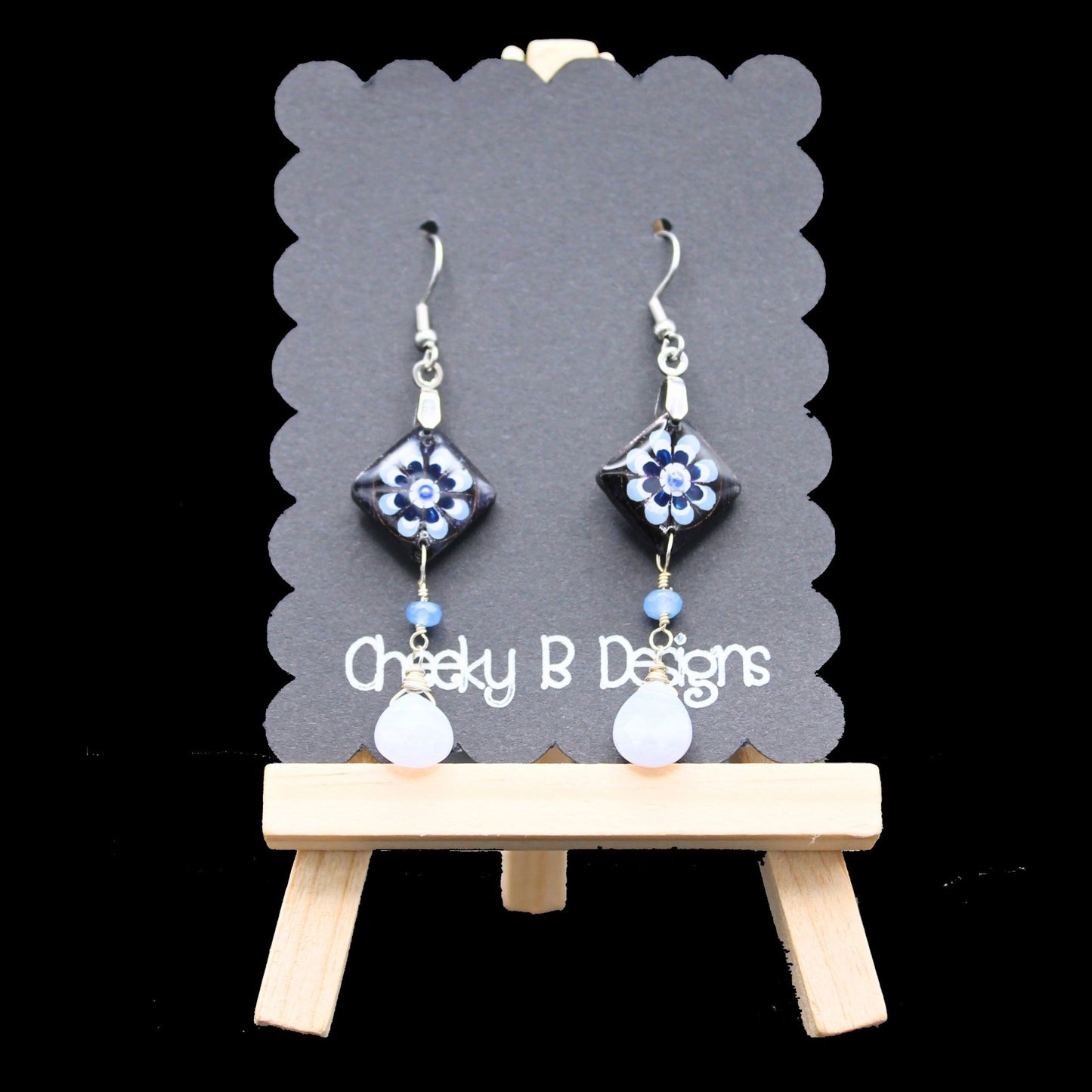 Blue Hues Flower Dangle Earrings
