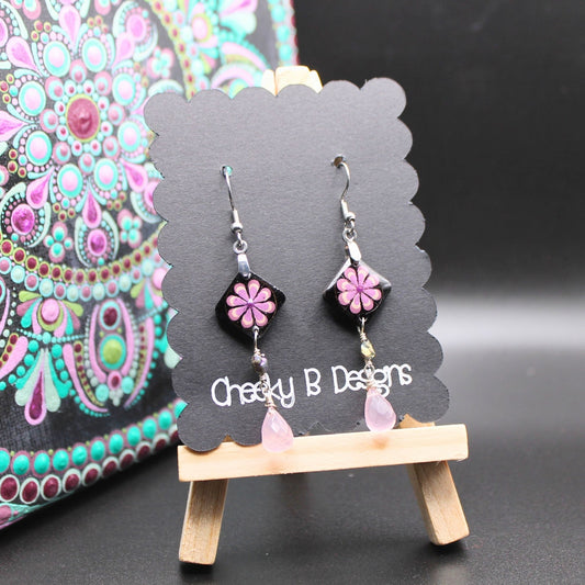 Petal Pink Flower Dangle Earrings