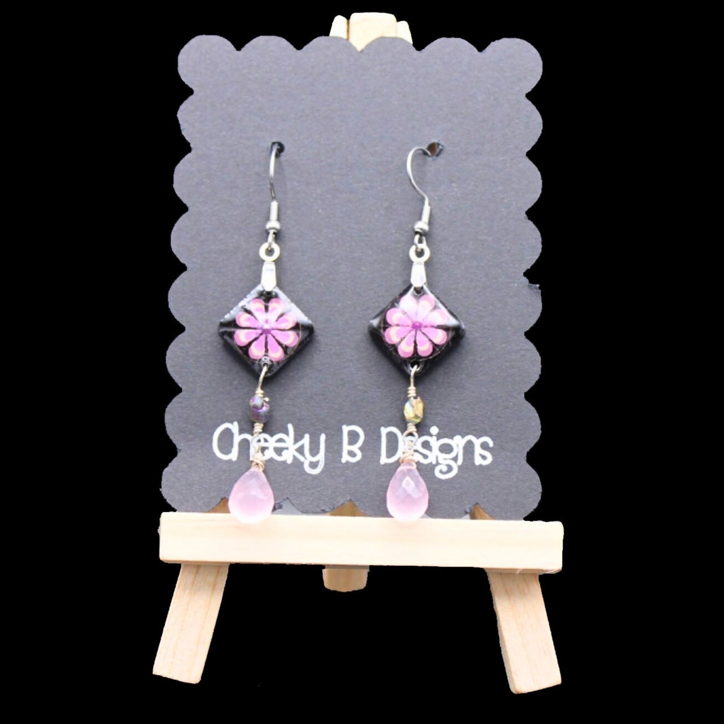 Petal Pink Flower Dangle Earrings