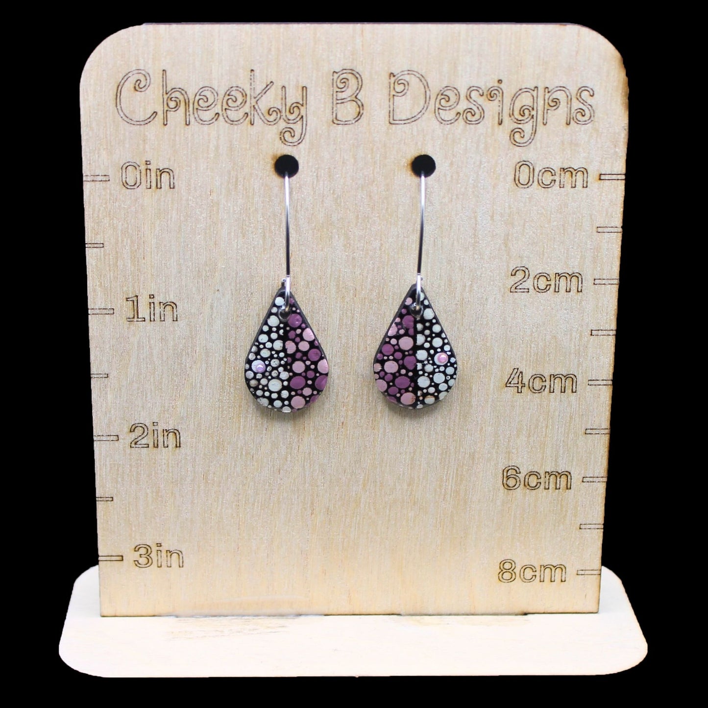 Pink & White Artsy Tear Drop Earrings