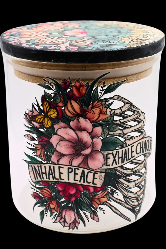 "Inhale Peace..." Mandala Glass Jar