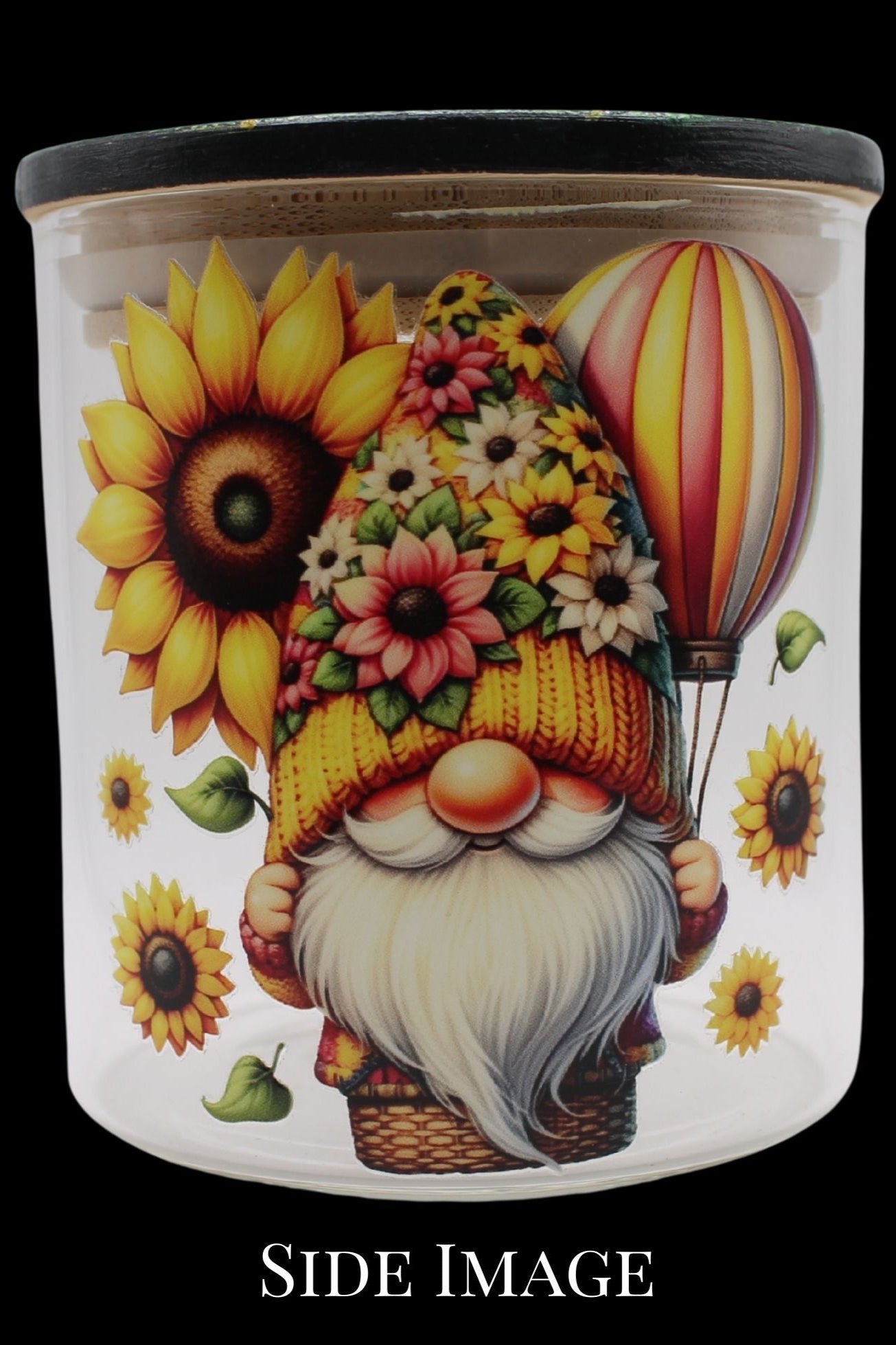 Happy Balloon Gnome Mandala Glass Jar