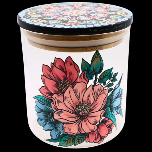 Floral Mandala Glass Jar