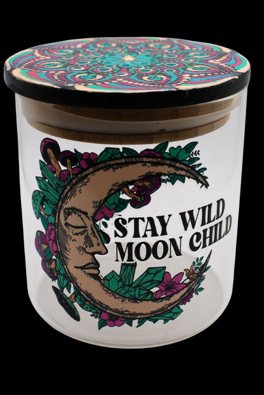 "Stay Wild Moon Child" Mandala Glass Jar