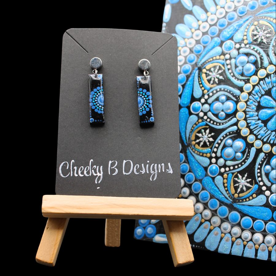 Blue Orbit Dot Earrings