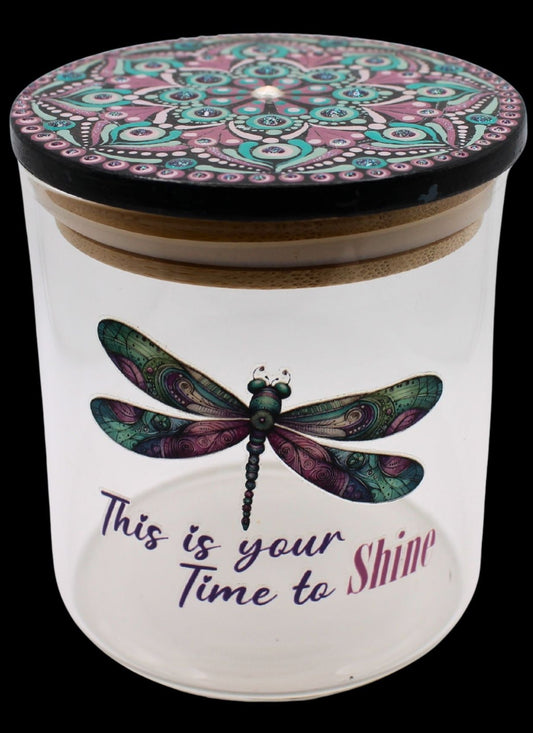 "Your Time To Shine" Mandala Glass Jar