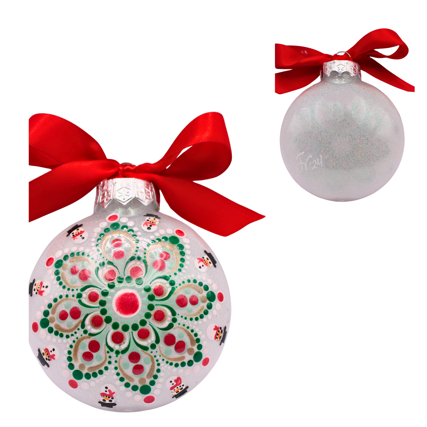 3" Snowman Glitter Mandala Ornament